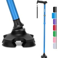 Rehand Walking Stick for Men & Women - Foldable, Adjustable, Lightweight, Self Standing Pivot Walking Stick, Soft Handle Grip, with Travel Bag, Walkin