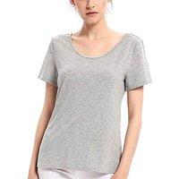 LIQQY Women's Super Comfort Modal Cotton Scoop Neck Short Sleeve T-Shirt Top M Grey