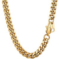 PROSTEEL Mens Cuban Chain, Silver/Gold Plated/Black Miami Chunky Curb Chain Necklace Hip Hop Jewellery, 5/6/10mm - 18"-30" Inches, 316L Stainless Stee