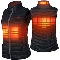 CONQUECO Heated Vest Jacket: Lightweight Slim Fit Gilet Coat - Heated Body Warmer With 10000mah Battery Pack, Black L Women's