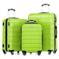 COOLIFE 3 Piece Luggage Set Suitcase ABS+PC Hardshell Lightweight Durable with 360°Rubber Spinner Wheels YKK Zipper Telescopic Handle TSA Lock for Fa