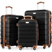 COOLIFE 3 Piece Luggage Set for Family Travel, Overseas Travel, ABS+PC, Lightweight Durable Suitcase with 360°Rubber Spinner Wheels, YKK Zipper, Tele