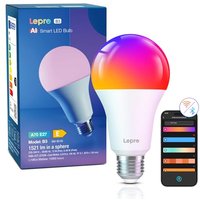 Lepro AI Smart Bulb E27, 1520LM Colour Changing Light Bulb, 12W(100W) WiFi Bulbs, Voice Control, Schedule & Timer, Work with Alexa & Google Assistant,