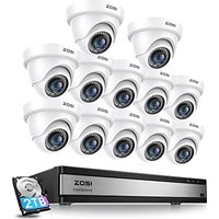 ZOSI 16 Channel Security Camera System with AI Human Vehicle Detection,3K Lite H.265+ DVR with Hard Drive 2TB and 12 x Outdoor Indoor 1080p CCTV Dome