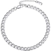 PROSTEEL Anklet for Women Adjustable Ankle Bracelet Cuban Link Foot Chain Summer Beach Jewellery Silver/Gold Plated/Black 316L Stainless Steel (Send G