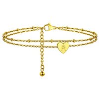 PROSTEEL Women Initial Anklet, A-Z Letter Heart Ankle Bracelet, Adjustable Double-Layer Foot Chain for Beach Summer, Silver/Gold Plated 316L Stainless