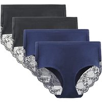 Lace Knickers for Women Multipack Cotton Underwear Lace Full Coverage Briefs Panties Pack of 4