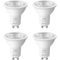 Lepro GU10 LED Spotlight Bulb, 630LM, 6W (80W Equivalent), Natural White 4000K, 38° Beam Angle, Energy Saving Light Bulbs, Non-Dimmable, 4 Packs 4 Ne