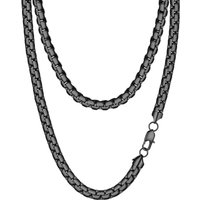PROSTEEL Mens Necklace Chain Stylish Flat Box Chain Link Black/Silver/Gold Plated, Hypoallergenic 316L Stainless Steel Jewellery (with Gift Box) 18"(4