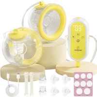 Saglve Electric Breast Pump, Wearable Pump with 4 Modes 12 Levels 300mmHg Suction, Portable Rechargeable Double Breast Pump 21/24mm Flange for New Nur