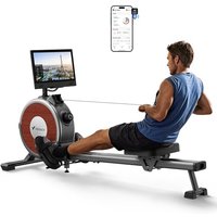 MERACH Rowing Machine for Home Gym, Magnetic Rower with 16 Levels of Quiet Resistance, Dual Slide Rails, 158 kg Weight Capacity, App Compatible 15.6 I
