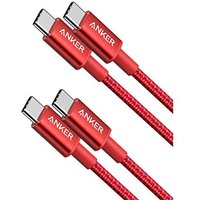 Anker USB C Cable, 2 Pack New Nylon USB C to USB C Cable (3.3ft 60W) for iPhone 17/16/15, iPad Pro, Samsung Galaxy, MacBook Pro,and More 0.9M+0.9M Red