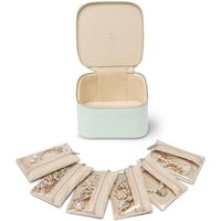 Vlando Jewellery Box, Litchi Pattern Jewellery Organiser,Travel Jewellery Storage with 6 Velvet Jewellery Zipper Pockets,Premium Petal Hardware Jewell