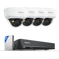 Reolink 4K PoE Outdoor Security Cameras, Color Night Vision, IK10 Vandal-Proof, Smart Detection, 4X RLC-840A with 1x 8 Channel PoE NVR, RLN8-410, Pre-