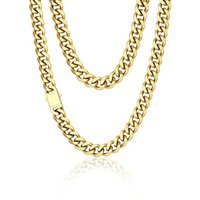 PROSTEEL Men Cuban Chain Necklace with Sturdy Clasp 6/9/12mm Width 18-30 Inch Length Chunky Necklace Silver/Gold Plated/Black 316L Stainless Steel Hip
