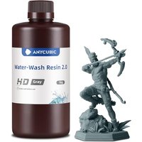 ANYCUBIC Water Washable 2.0 3D Printer Resin, 405nm High Precision and Anti-Yellowing 3D Resin, High Resilience, Easy Post-processing Photopolymer Res