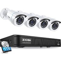 ZOSI Wired CCTV Security Camera System Outdoor Indoor, 8CH 5MP H.265+ Lite DVR Recorder and 4 x 1080p Weatherproof Home Surveillance Camera,1TB Hard D