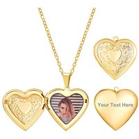 PROSTEEL Women Personalised Heart Necklace, Photo/Text Custom, Gold Plated/Stainless Steel(Send Gift Box) Photo Custom-Gold Plated