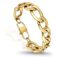 PROSTEEL Mens Bracelet - Stylish Flat Cuban Figaro Chain Wrist Link Bracelets Hypoallergenic 316L Stainless Steel Jewellery Silver/Gold Plated/Black 1
