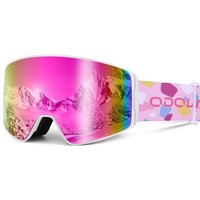 Odoland Kids Ski Goggles, Cylindrical Snowboard Goggles, Anti-Fog, Anti-UV, Windproof Wide View for Boys and Girls, Helmet Compatible VLT15% Pink