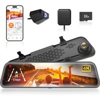 WOLFBOX G840S 12" 4K Mirror Dash Cam with 5.8GHz WiFi, 2160P Full HD Smart Rearview Mirror for Cars & Trucks, Front and Rear Dual Cameras, Night Visio