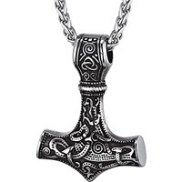 PROSTEEL Necklaces for Men, Viking Mjolnir Hammer Nordic Amulet Norse Stainless Steel Pendant Jewellery with Gift Box 1-Thors Hammer-stainless