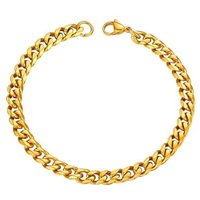 PROSTEEL Mens Cuban Chain Bracelet Silver, 3/6/9/12MM Width, 19/21CM Length, Strong 316L Stainless Steel (Send Gift Box) Gold Plated-6mm 19 CM Length