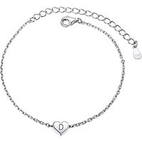 PROSILVER Women Sterling Silver Heart Initial Bracelet, Adjustable Personalised Name with S925 Stamp, Letter A to Z Alphabet Bracelet Jewelry Gift for