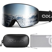 Odoland Ski Goggles, Wide View Anti-Fog Unisex Cylindrical Snowboard Goggles for Men and Women, Helmet Compatible Silver VLT 10%