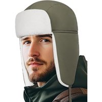 Outddor Shaping Trapper Hat for Men Women Water Resistant Trooper Hat Windproof Ushanka Ear Flaps Warm Winter Outdoor Hats Olive