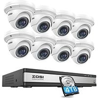 ZOSI 16CH POE CCTV Security Camera System, 4K H.265+ PoE NVR with 4TB HDD and 8X 5MP PoE Cameras, Motion Detection, Outdoor IP66 Waterproof PoE Survei