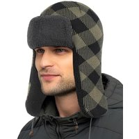 Outddor Shaping Trapper Hat for Men Women Windproof Plaid Trooper Hat Ushanka Ear Flaps Warm Winter Outdoor Hats Dusty Olive