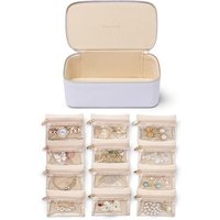 Vlando Travel Jewellery Organiser,PU Leather Jewellery Box with 12 Velvet Jewellery Pouch, Jewellery Case for Necklace,Ring, Jewellery Gift Box for Wo