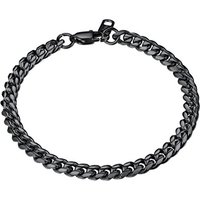 PROSTEEL Men Cuban Chain Bracelet for Men, 6 MM Width, 19-21CM Length, 316L Stainless Steel/Gold Tone/Black (Send Gift Box) Black 19.0 Centimetres