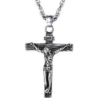 PROSTEEL Cross Necklace Mens, Cross Pendant with Adjustable Chain, Sliver Black Gold Plated Crucifix Necklace for Men 316L Stainless Steel Personalise