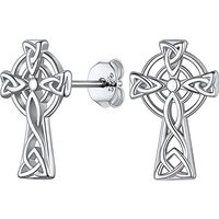 PROSILVER Women Celtic Knot Earrings, Solid 925 Sterling Silver, Heart Design, Luck Irish Celtic Jewelry, Silver/Gold/Rose Gold Plated-Send Gift Box c