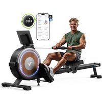 MERACH Rowing Machine for Home Gym, Magnetic Rower with 16 Levels of Quiet Resistance, Dual Slide Rails, 158 kg Weight Capacity, App Compatible Self-G