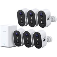 aosu 2K Security Cameras Wireless Outdoor Indoor, 6-Cam Kit with 2.0 aosuBase, No Subscription, 120 Days Local Storage, Expandable up to 1TB, Full-Col