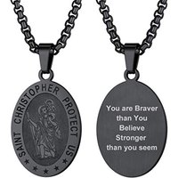 PROSTEEL St Christopher Necklace for Men, Saint Christopher Pendant Chain, Personalised Engrave Catholic Protection Pendant Jewellery Gift for Boys Ch