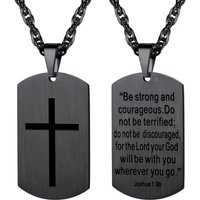 PROSTEEL Cross Necklace for Men, Lord's Prayer Cross Pendant with Adjustable Chain 22-24 Inches 316L Stainless Steel Bible Verse Christian Gifts for M