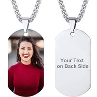 PROSTEEL Mens Dog Tag Necklace with Chain, Can Custom Text/Photo, Stainless Steel (Send Gift Box) Custom-Photo