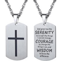 PROSTEEL Cross Necklace for Men, Lord's Prayer Cross Pendant with Adjustable Chain 22-24 Inches 316L Stainless Steel Bible Verse Christian Gifts for M