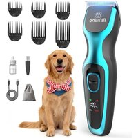 oneisall Dog Clippers Professional for Thick Hair, Heavy-Duty Grooming Kits with Detachable Metal Blade, Low Noise, 210 Min Run Time, Cordless Pet Sha