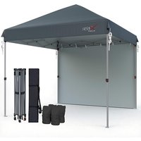 Pop Up Gazebo 3m x 3m with 1 Side, Waterproof Outdoor Gazebo, 300D Oxford Fabric with UPF 50+ UV Protection, Heavy Duty Steel Frame & Sandbags, Foldin