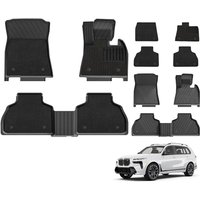 3W 2-Layer Floor Mats Fit for BMW X7 G07 7 Seats 2019-2026, All Weather Thorex⢠Car Mat with Carpets, Waterproof Anti-Slip Easy to Clean Dog Friendl