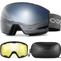 Odoland OTG Ski Goggles Set with Detachable Lens, Interchangeable Lens, Anti-Fog 400 UV Protection Snow Goggles for Men and Women, Helmet Compatible V