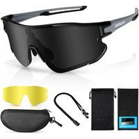 Odoland Polarized Sports Sunglasses - Interchangeable Lenses for Cycling, Running, Hiking, Fishing & Driving UV400 Protection, Lightweight Frame, Unis