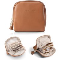 Vlando Travel Jewellery Organiser, Jewellery Pouch with Zipper, Velvet Lining Jewellery Bags for Rings, Bracelets & Necklaces,Brown A.brown