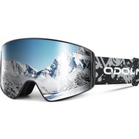 Odoland Kids Ski Goggles, Cylindrical Snowboard Goggles, Anti-Fog, Anti-UV, Windproof Wide View for Boys and Girls, Helmet Compatible VLT10% Silvery