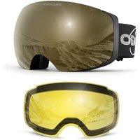 Odoland Unisex Ski Goggles for Men, Women and Boys - Frameless Snowboard Goggles With Magnetic Interchangeable Lens, UV Protection, Anti-fog, Helmet C
